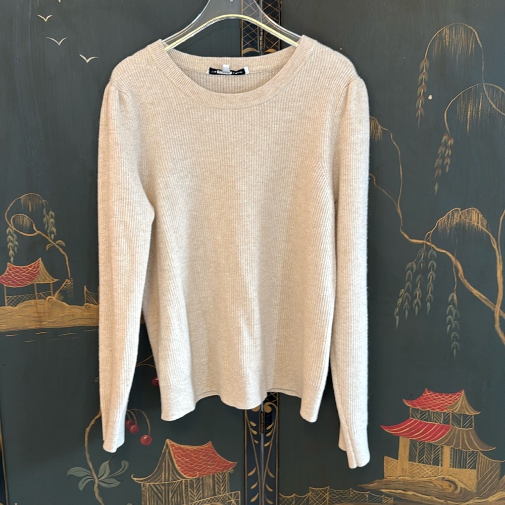 The Cashmere Project women’s cashmere crewneck sweater with puffy sleeve size L